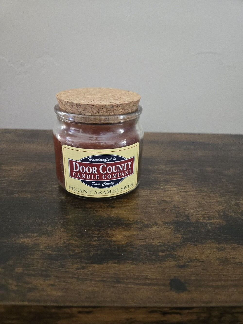 NWT Door County Candle Company Pecan Caramel Swirl 5 oz Apothecary Jar